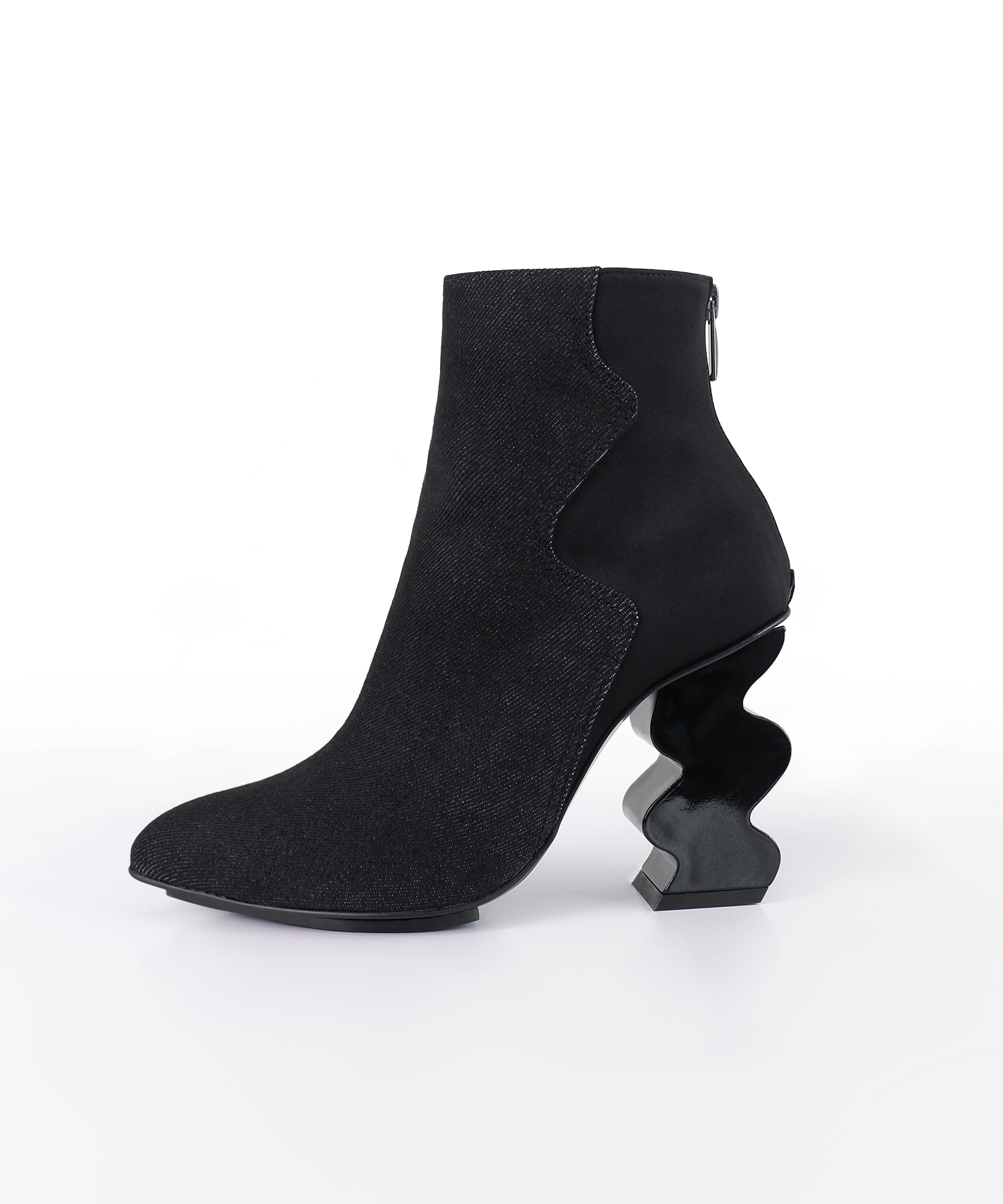 INES Black Pointed Toe Denim Boot – iRi