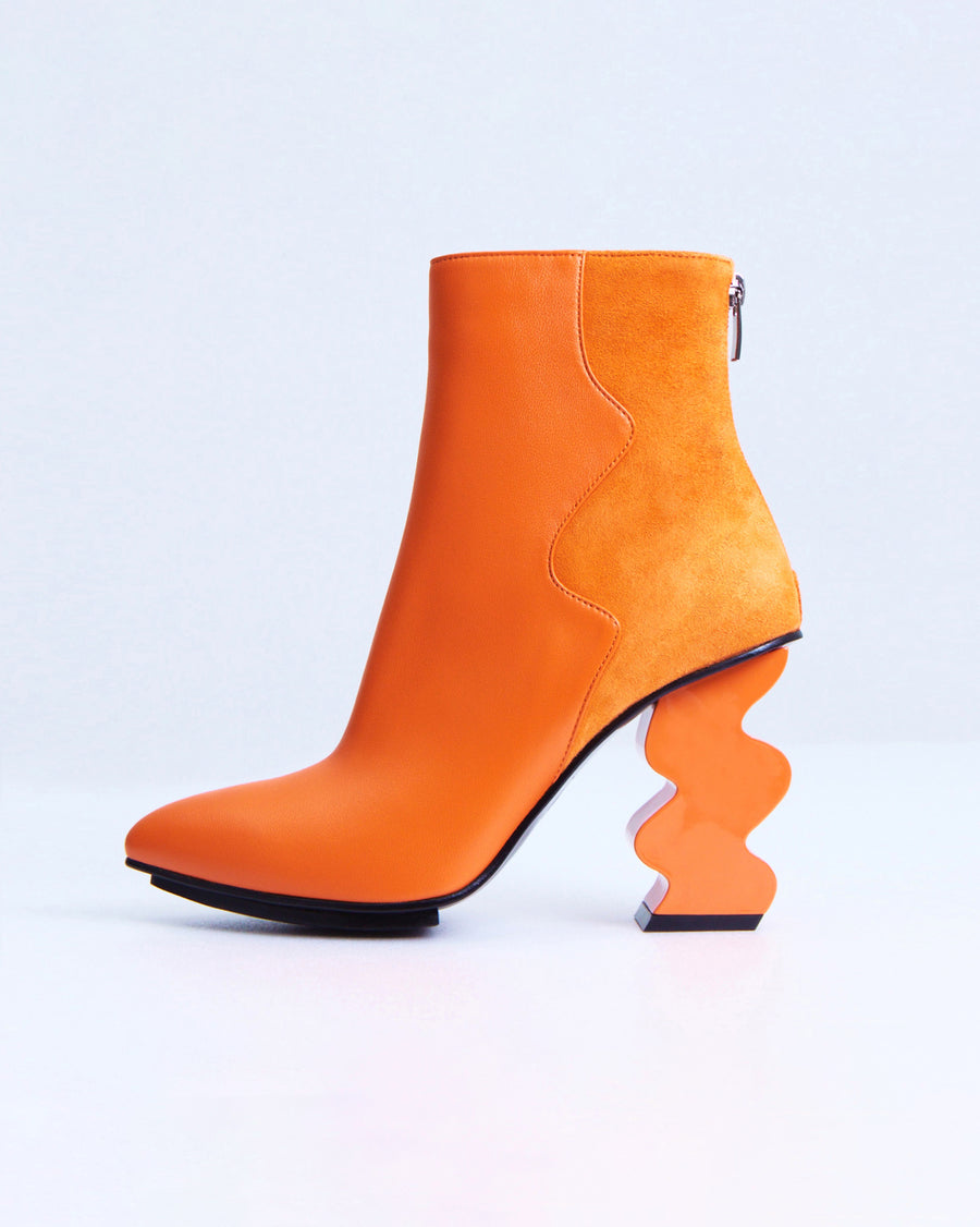 iRi INES Orange Pointed Toe Leather Boot
