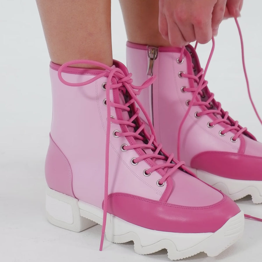 AROM Pink Lace Up Boot